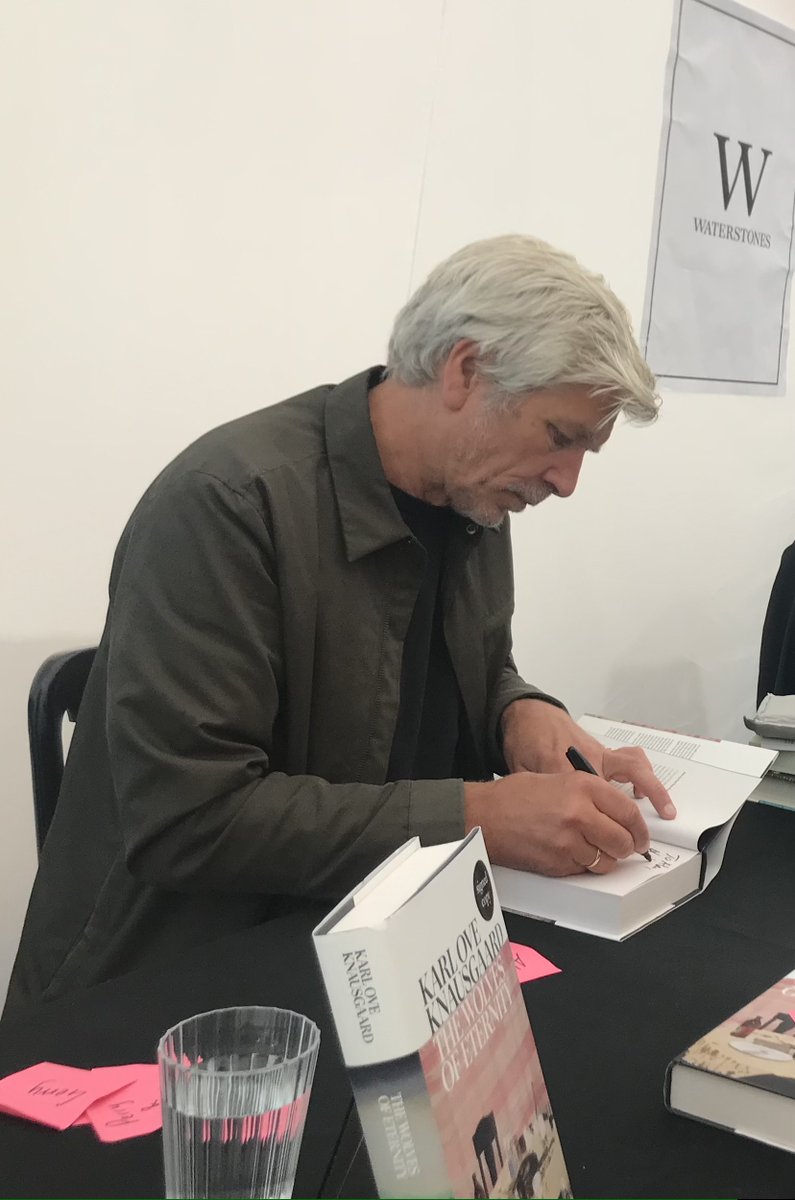 Great for <a href="/AndrewCattan_ch/">Andrew Cattanach</a> &amp; myself to meet <a href="/ColinBarrett82/">Colin Barrett</a> yesterday in a queue in Edinburgh. We left your signed Knausgaard for you, Colin. Hope you got it ok? Looking forward to reading your own 'Wild Houses'. Here’s a pic of the moment you missed. Cheers #Knausgaard #EIBF