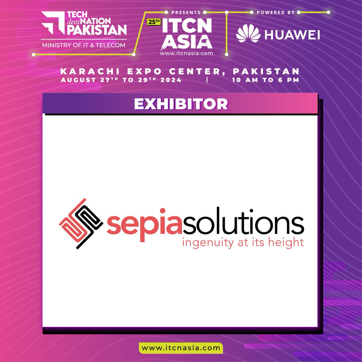 ITCNASIASOCIAL's tweet image. We&apos;re excited to announce #SepiaSolutions as an esteemed exhibitor at #ITCNAsia! Since 2003, @SepiaSolutions has evolved from a small branding firm into a leading #digital agency,offering cutting-edge services to businesses worldwide.
🌐itcnasia.com/karachi/regist…

#Karachi #Tech4All
