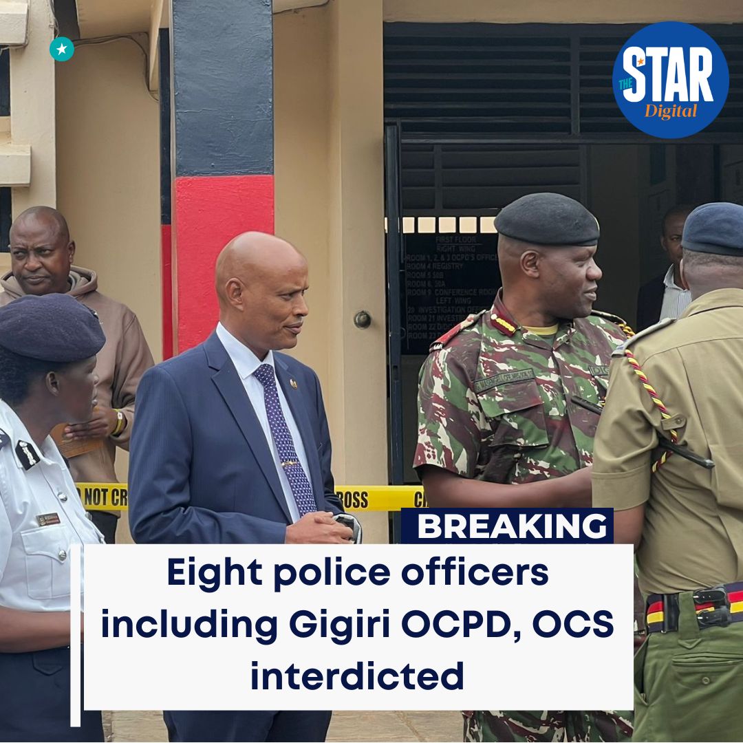 TheStarKenya's tweet photo. Eight Police officers including Gigiri Officer Commanding Police Division and Gigiri Police Station OCS have been interdicted.

Read more on https://t.co/8jrdbRL9UM

#starkenyanews https://t.co/V4rHxycHF2