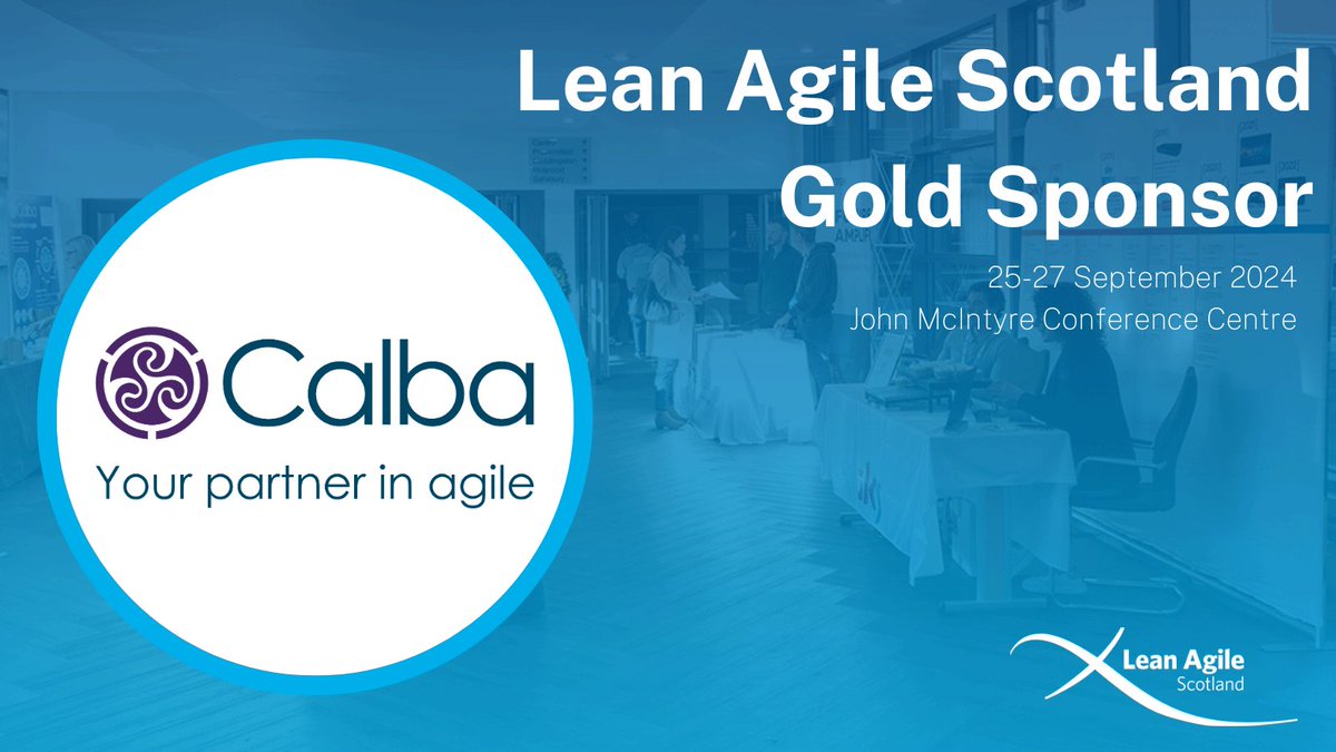 Lean Agile Scotland (@leanagilescot) on Twitter photo Delighted that <a href="/agile_calba/">Calba</a> are continuing to sponsor #LAScot
Calba provides #agilecoaching, training & delivery services to help you deliver value early & upskill your teams
Join Calba and their partner talks <a href="/NatureScot/">NatureScot</a> <a href="/scottish_water/">Scottish Water</a> & <a href="/ScotGovSDA/">Scottish Digital Academy</a> to know more! #lean #agile Delighted that <a href="/agile_calba/">Calba</a> are continuing to sponsor #LAScot
Calba provides #agilecoaching, training & delivery services to help you deliver value early & upskill your teams
Join Calba and their partner talks <a href="/NatureScot/">NatureScot</a> <a href="/scottish_water/">Scottish Water</a> & <a href="/ScotGovSDA/">Scottish Digital Academy</a> to know more! #lean #agile
