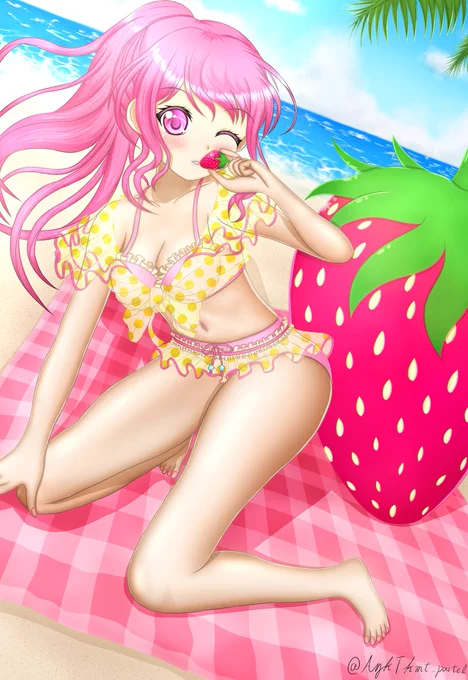 1:水着×いちご な 彩ちゃん 固定に置いてますが、やっぱり彩ちゃんはかわいい… 私の中で最強のふわふわピンク。