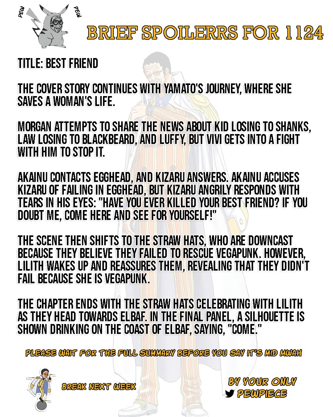 Pew on X: “#ONEPIECE1124 #OPSPOILERS BRIEF SPOILERS FOR ONEPIECE 