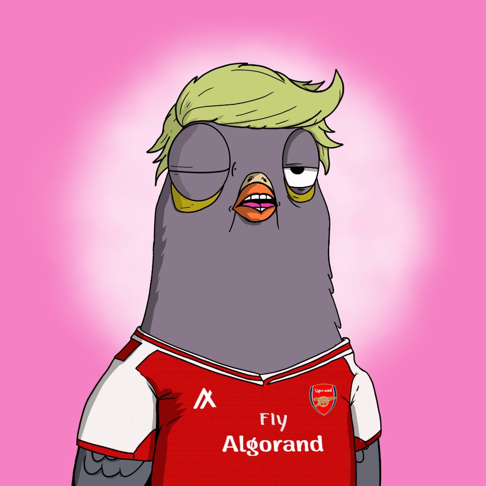 PurDoodles's tweet photo. For todays Algohour I shall be flexing my Arsenal themed Ghetto pigeon by @Ghettopigeons
We are winning the league this season and this pigeon will be in my wallet for it
#nftflextime #flextime #algorand https://t.co/FnKyyaS6tf