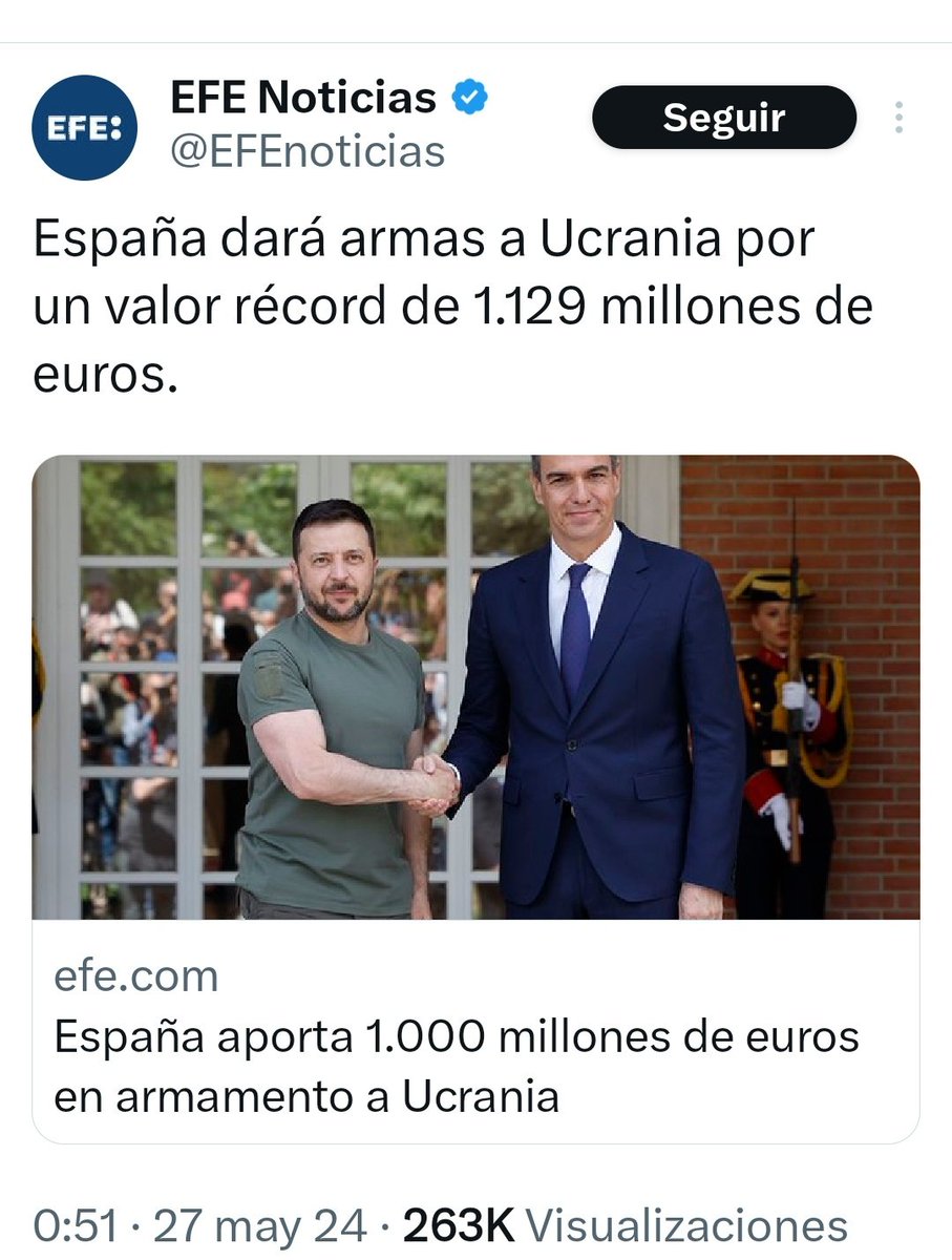 iaiestaran's tweet photo. Y el gobierno de España regalará 1.129 millones de euros a Zelenski, mientras la deuda pública se dispara. https://t.co/BqjUVPDPWE
