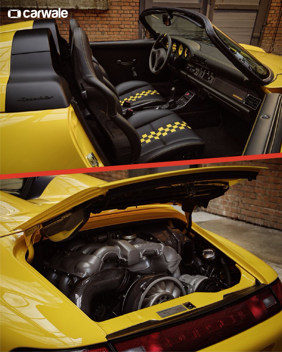 CarWale's tweet image. The #Porsche #911Speedster is a one-off unit by designer and Speedster collector, Luca Trazzi! It took over 3 years to build and was made via the brand's Sonderwunsch programme.
- Powered by a 3.8-litre, six-cylinder, air-cooled boxer engine
- Generates 296bhp
- 18-inch alloy