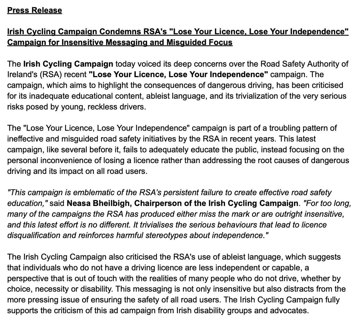 Irish Cycling Campaign tweet media