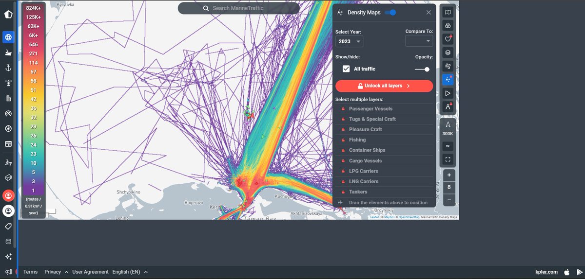 giammaiot2's tweet image. It took quite a while,but finally Marinetraffic has freely released the naval AIS density map for the year 2023.

Until a few days ago,only the 2021 (now blocked) &amp;amp; 2022 yrs (equally useful &amp;amp;valuable) were freely available.

#Density #Map #GMTDS
#AIS
#Ship #Naval #Marine #Traffic