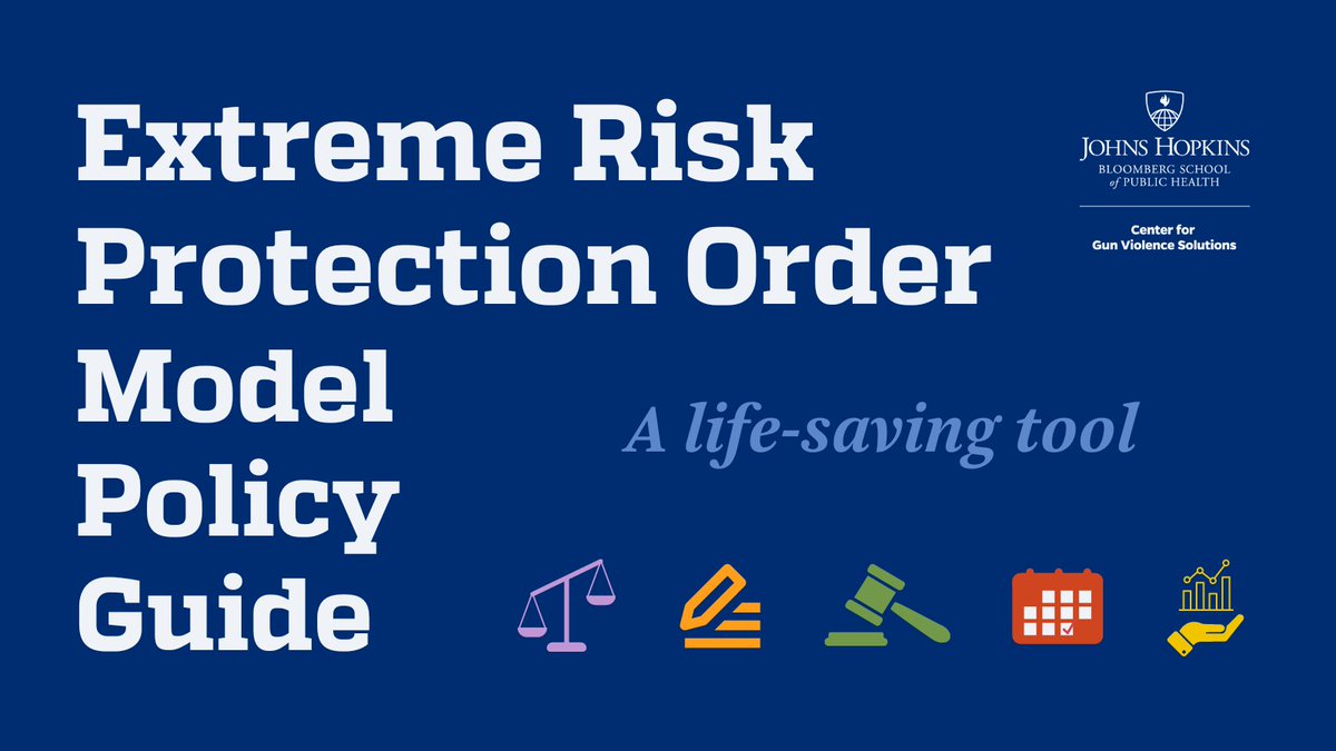 NEW Resource: ERPO Model Policy Guide

Our team compiled leading research, analysis, and expert guidance into a new roadmap to inform the development of Extreme Risk Protection Order (ERPO) laws—a life-saving tool.

Read the new guide: publichealth.jhu.edu/center-for-gun…