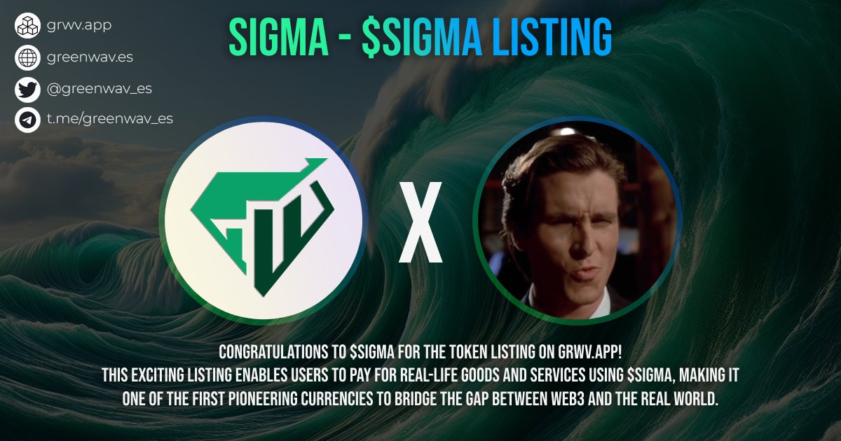 greenwav_es's tweet photo. SIGMA - $SIGMA Σntered GreenWAVES Payments!

Lets WΣLCOMΣ the @SigmaOnSol69 !

Congratulations to the $SIGMA Community for winning the listing vote, with over 50% of the votes landing on SIGMA!

Dedicated coin page: https://t.co/s8LTUHZPEO

This exciting listing enables users to pay for real life goods and services using $SIGMA, making it one of the first Pioneering currencies to bridge the gap between web3 and the real world! 

 $SIGMA is now more than just a DEX tradeable coin!  

Use $SIGMA to receive payments, create checkouts, shops and pay via $SIGMA on https://t.co/rSXMGBNlUn!