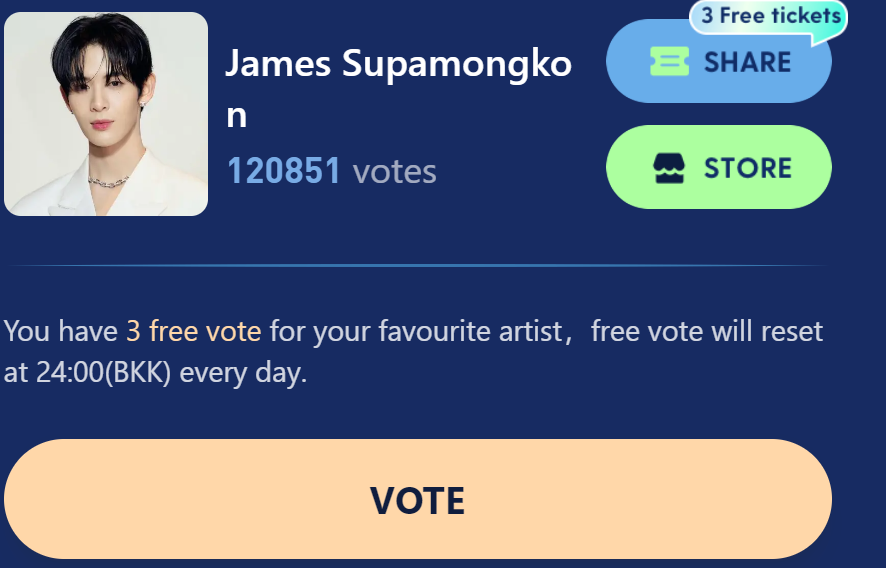 Congratulations! <a href="/Jamessu_w/">JS</a> now is the top one! Thanks for fans' support and let more people see your handsome boy
voting link: haloocean.com/?sid=ach5c3ca
if want more free tickets, please send me private messages, i will invite you to join us free tickets activity
#JamesSu #JSY