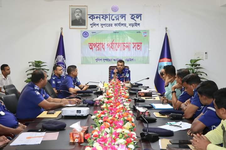 নড়াইল জেলা পুলিশের মাসিক অপরাধ পর্যালোচনা সভা ও কল্যাণ সভা অনুষ্ঠিত
