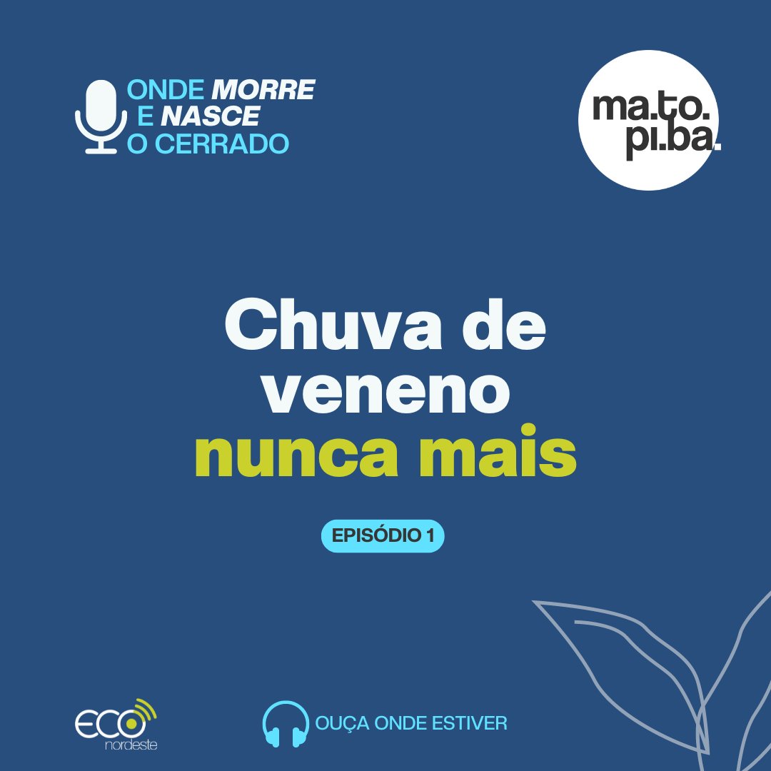 Estreia hoje a mais nova série de podcasts da Eco Nordeste: Onde morre e nasce o Cerrado. No 1ºepisódio, a luta contra os agrotóxicos no Matopiba: bit.ly/3Ar6Wky