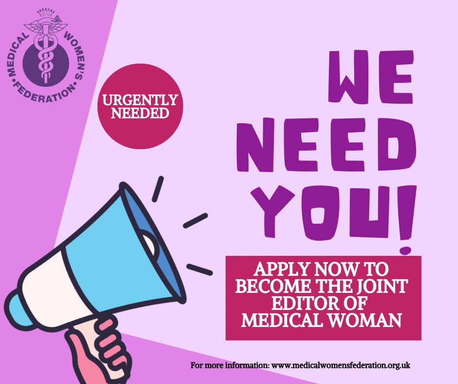 We need a co-editor for Medical Woman magazine! If you're creative, energetic, and ready to dive into editing, apply for this interim role. It’s a role-share until May 2025 with the chance to stay on. 
Apply by Sept 1, 2024! 

#Editor #MedicalWoman #JobOpportunity #MWF