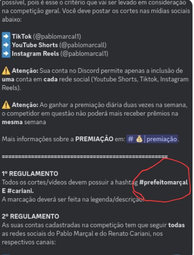 OrestesBrasil's tweet photo. Atenção!

Viraliza vídeo em que Pablo Marçal confessa crime eleitoral ao pagar influencers para divulgarem conteúdos seus com a tag "prefeitomarçal", caracterizando campanha antecipada.

Isso é mais do que suficiente para impugnar a candidatura do coach! https://t.co/zgze0a9veF