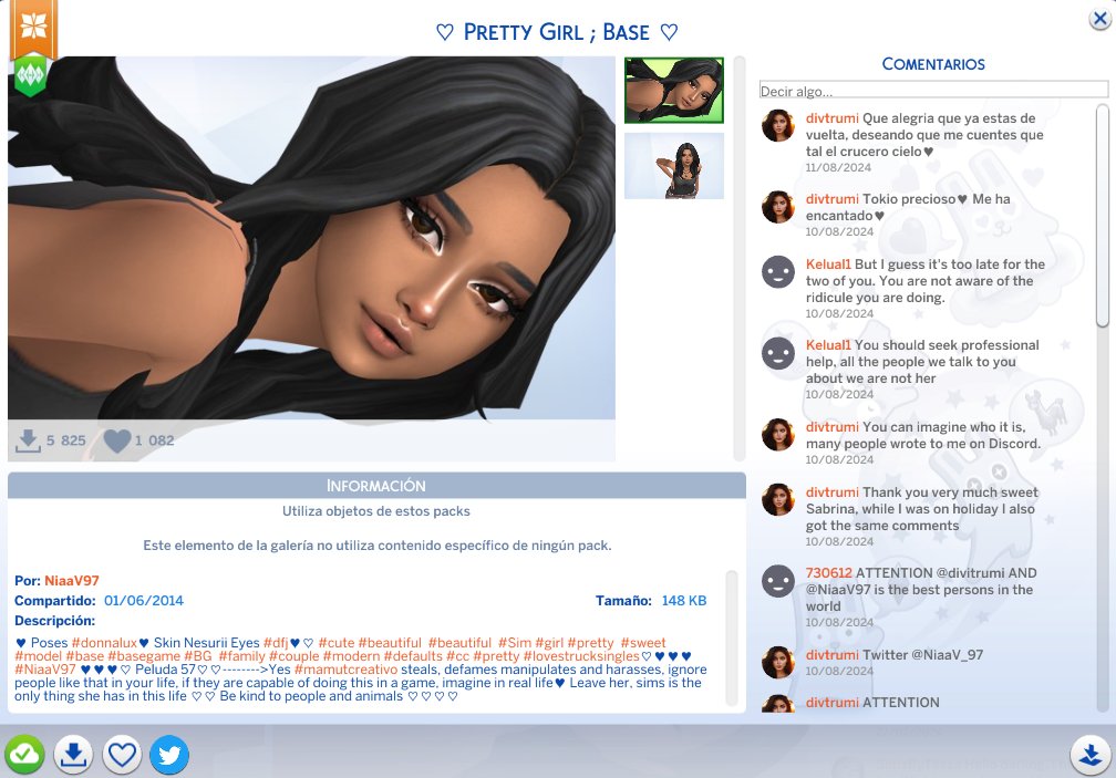 NiaaV_97's tweet photo. How long are you going to allow these toxic people @ea @LosSimsES ? #ea #sims4 #sims  This is @mamutcreativo #mamutcreativo. She continues the constant harassment and creating several accounts to insult, you can find out her IP easily... https://t.co/Mf8Apap5iG