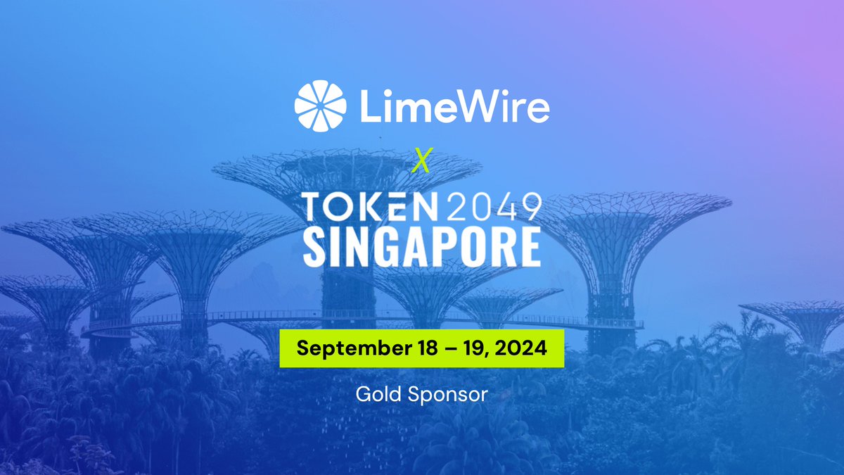 Did you know that #Token2049 is the premier crypto conference of the year, expecting over 20,000 attendees? Or, that LimeWire is a Gold Sponsor? ⭐️

We’ll be co-hosting an epic party to kick off the conference and announce our newest product at the event.

Want to learn more? ⬇️