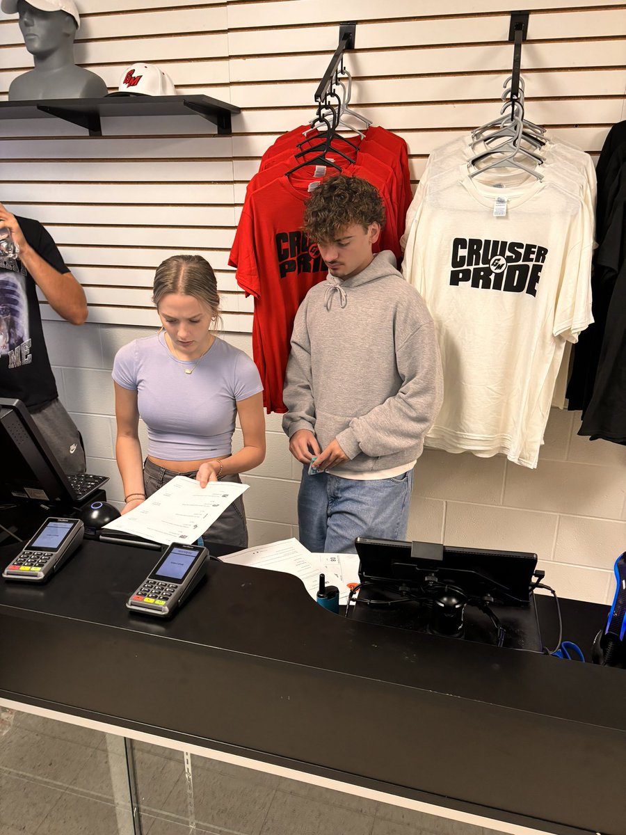Setting up the cruiser shop for the 24/25 school year. Make sure to stop by during your lunch period to pick up your favorite snack and school merchandise!