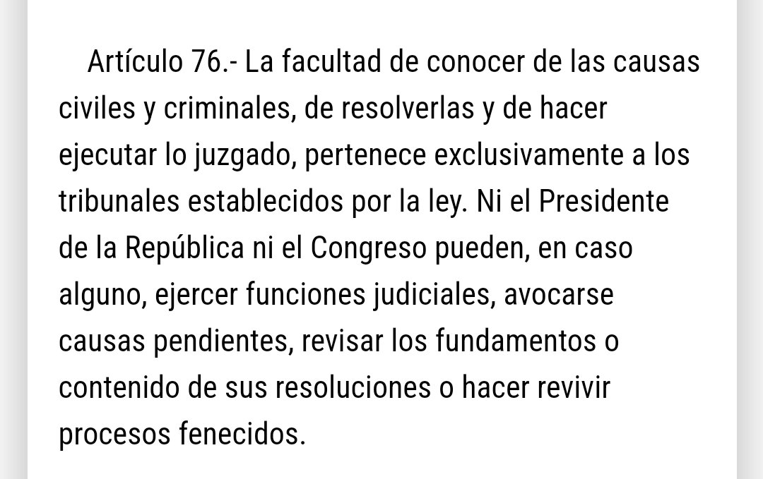 RadioUmbral's tweet photo. @latercera Ojo 

El artículo 76 de la constitución política de Chile prohíbe expresamente que los parlamentarios puedan revisar los fundamentos o contenidos de las resoluciones del poder judicial 

Esta mujer está cayendo en la ilegalidad e inconstitucionalidad https://t.co/mAxQF4iFXt