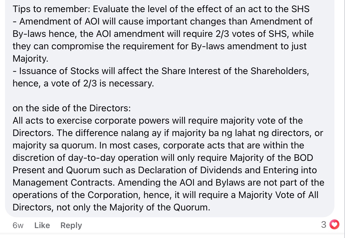 ARdalmatian's tweet photo. Samee, I’ve never memorized the voting req, sort of familiarized lang through weighing the impact of the action. This is what ive said to one of my co-reviewer na nagask din ng technique to familiarize the corpo voting req https://t.co/BIupna8llP