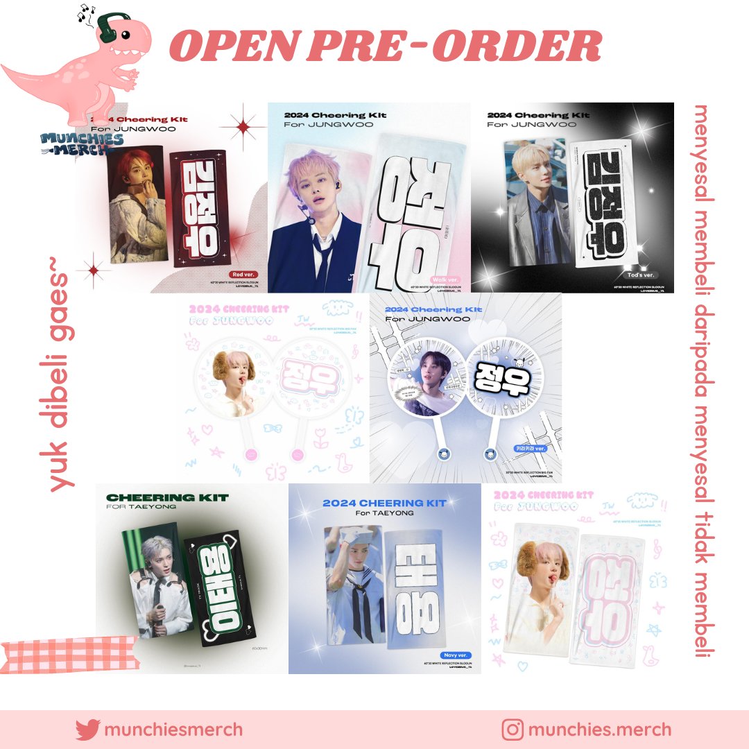 munchiesmerch's tweet photo. ⺌꒰ Open PO NCT Taeyong dan Jungwoo Cheering Kit @lovezeus71  ꒱⺌
 #po_munchies 

🔗 link order : https://t.co/XwuCh5JErU 
📅 close po : 29 Agt 24 (15.00 WIB)

— Jungwoo 
 ᡣ𐭩 Red / Walk / Candy Ver — 265k dp 200k
ᡣ𐭩 Tod's Ver — 280k dp 220k

— Taeyong
ᡣ𐭩 Navy / TY Ver — https://t.co/Z3RtkNfCbI
