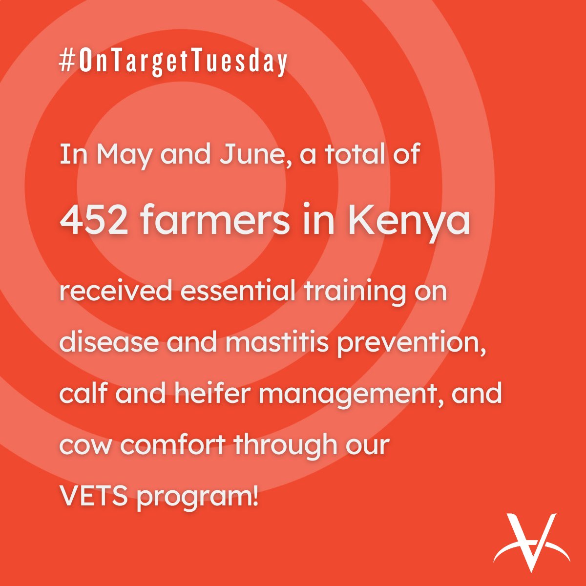 VWB_VSF's tweet photo. #OnTargetTuesday π― In May & June, 452 small-scale dairy farmers in Kenya received essential training through our VETS program! This included community training & individual farm visits, focusing on disease prevention, calf management & cow comfort π https://t.co/Ph8Mn7typw https://t.co/sSDTTSu2VX