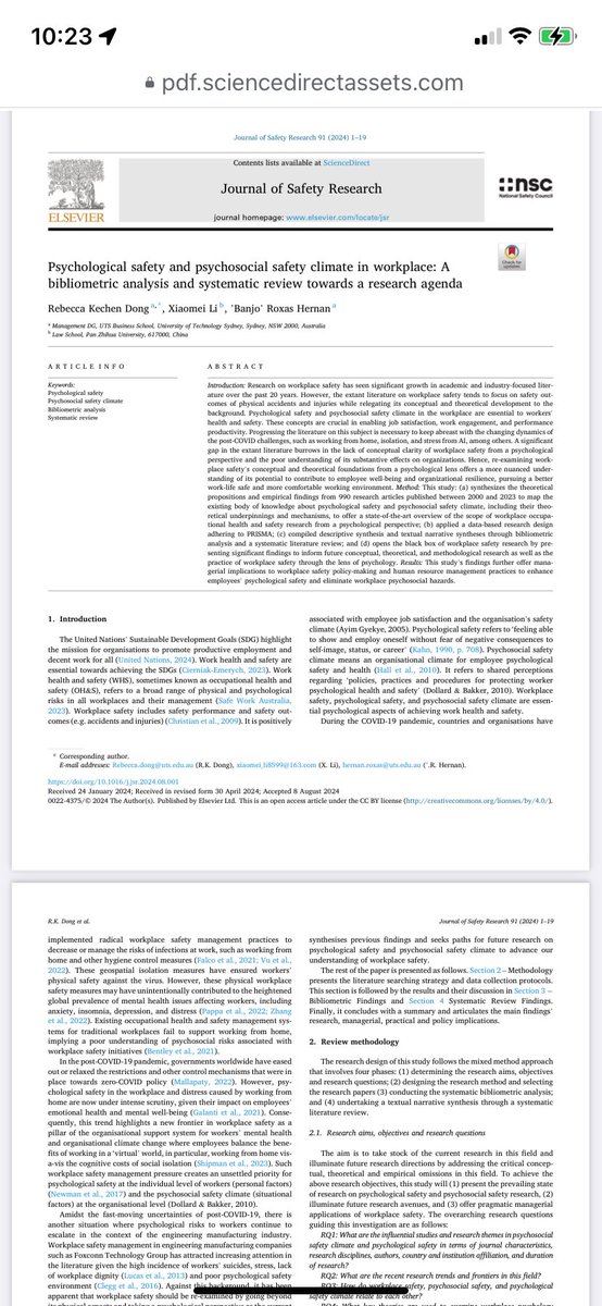 RebeccaDong (@rebecca_k_dong) on Twitter photo š Excited to share our new publication(ABDC/A, Q1) with my fantastic colleague Dr Banjo Hernan <a href="/UTSManagement/">UTS Management</a> . Psychological safety and psychosocial safety climate in workplace: A b... sciencedirect.com/science/articl⦠š Excited to share our new publication(ABDC/A, Q1) with my fantastic colleague Dr Banjo Hernan <a href="/UTSManagement/">UTS Management</a> . Psychological safety and psychosocial safety climate in workplace: A b... sciencedirect.com/science/articlā¦