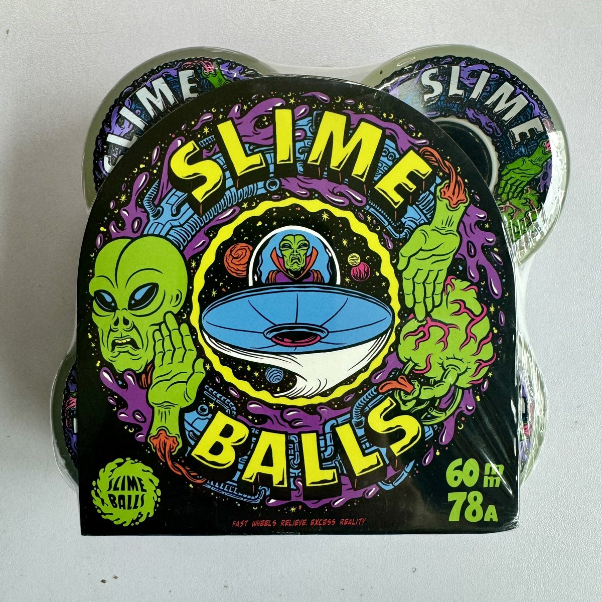 brianromero's tweet photo. Been a fan of Slime Balls wheels since the late 80’s. Stoked to create this design for them.
#skateboard #skateboarding #slimeballs #glowinthedark #CartoonArt #Alien #UFO #UFOs #tuesdayvibe https://t.co/2LFULePCuy