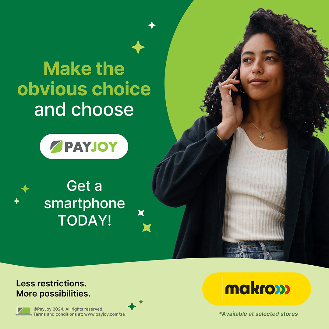 Makro_SA's tweet image. New smartphone just dropped, and you need it, but can&apos;t afford it right now? 😅 No worries! Get it with PayJoy and spread the cost over up to 9 months. 📱 Stay ahead in tech without breaking the bank. 💸 #MakroMood #LatestTech 

bit.ly/46QxjN0