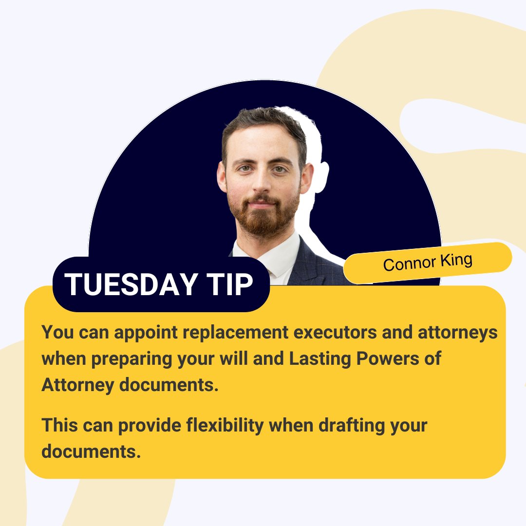 LeviSolicitors's tweet image. This week's Tuesday Tip comes from Connor King in our wills, probate and estate planning team.

For advice on making a will or LPA, appointing executors or attorneys, book an appointment at levisolicitors.co.uk/book-an-appoin…

#LPA #LastingPowersOfAttorney #Wills