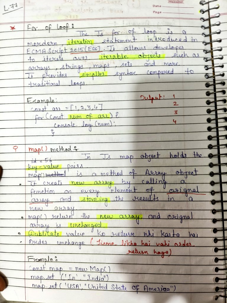mkmpib's tweet photo. Continue JavaScript learning:today I am learning loops,their implementation and different types of ways of using.What is map method ,for -in loop,for Each loop.
#html #css #javascript #mern Free to #CONNECT https://t.co/tM4yTLXLKr