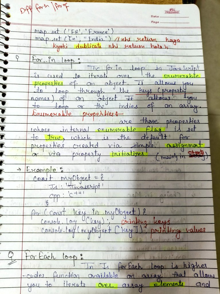 mkmpib's tweet photo. Continue JavaScript learning:today I am learning loops,their implementation and different types of ways of using.What is map method ,for -in loop,for Each loop.
#html #css #javascript #mern Free to #CONNECT https://t.co/tM4yTLXLKr