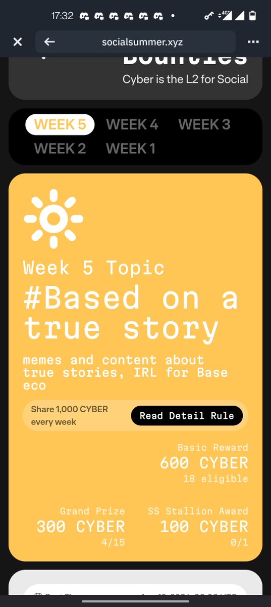 mrhma235's tweet photo. @BuildOnCyber @Optimism @Web3WithBinance 
Complete the creative bounties now! #SocialSummer amazing https://t.co/OKB5sk1JF3
