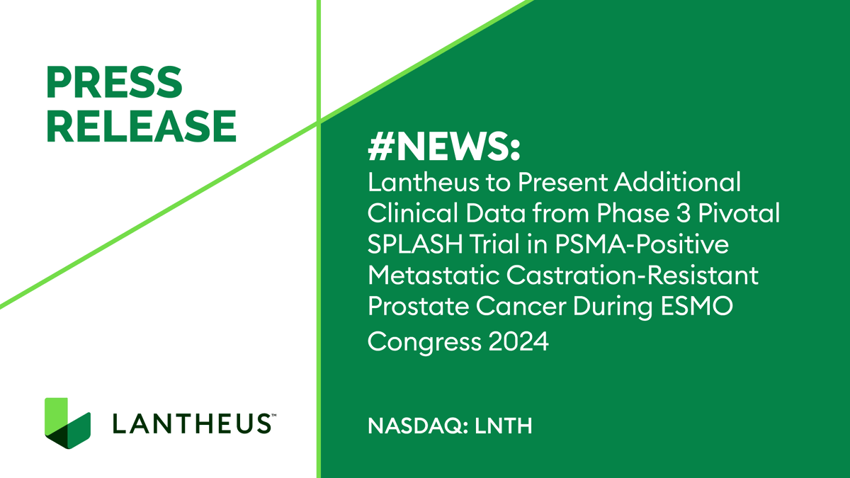 LantheusNews's tweet photo. #NEWS: Lantheus today announced that Dr. Oliver Sartor, Dir. of Radiopharmaceutical Trials & Prof. of Medical Oncology at @MayoClinic in Rochester, MN, will deliver an oral presentation during the @myESMO Congress on 9/15/24.
➡️https://t.co/esXVpQo873
#FindFightFollow https://t.co/gDh6XbAeIE