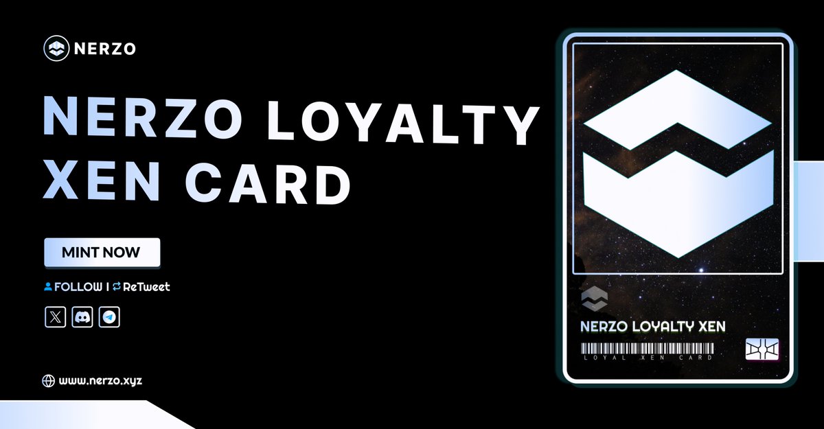 DrazeLab's tweet image. "NERZO LOYALTY XEN " CARD-NFT
🔹PROVE YOUR LOYALTY
🔹 200M $NRZ Reward for NERZO LOYAL USERS
MINT XEN 🌐nerzo.xyz/loyal
Score the HIGHEST role, "XEN," on our Discord!
