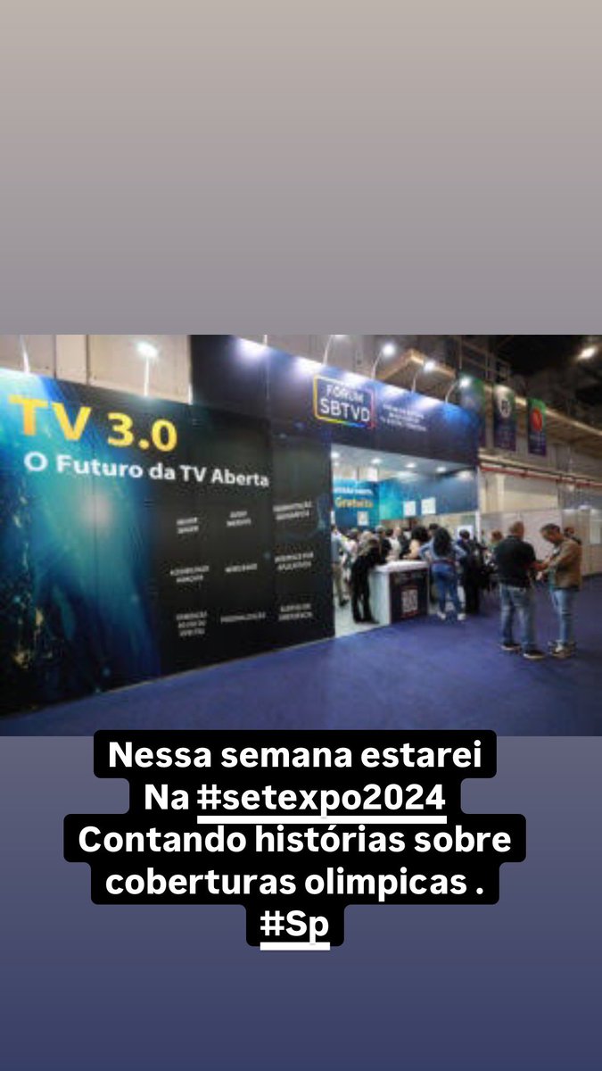alvarojosetv's tweet photo. Nessa semana estarei falando de Cobertura e TRANSMISSÃO de Jogos Olímpicos e Rádio e Tv na Set Expo BROADCAST.
#setexpo https://t.co/7Yp2duMRl5