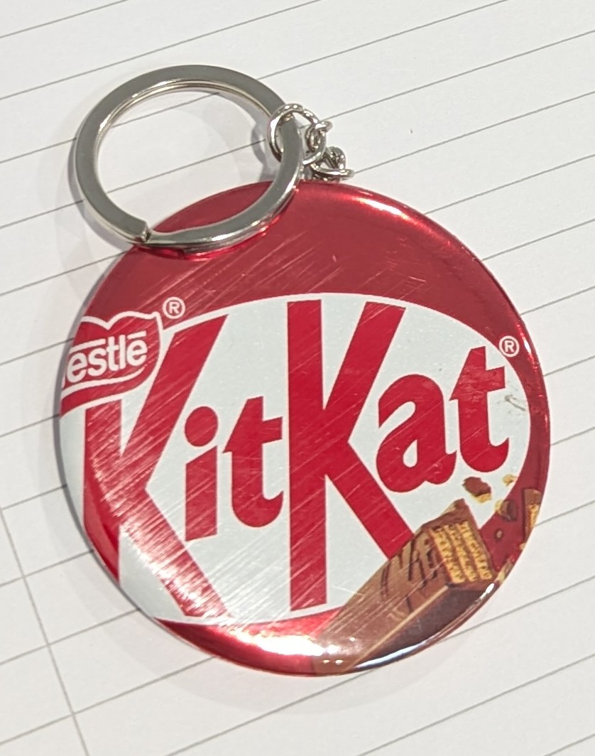 Nice bit of recycling, from plastic waste to a really useful key ring with the help of @GrowNorthStaffs badge maker. <a href="/Nestle/">Nestlé</a> @Badges_Ltd
