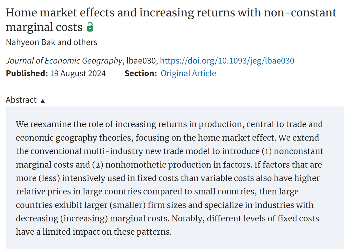 Finally, the last part of my dissertation is published! I'm thrilled to have worked with Nahyeon and <a href="/mishitamehra/">Mishita Mehra</a>. Big thanks to <a href="/FabioGhironi/">Fabio Ghironi</a> and John Geweke for their invaluable advice and encouragement.
doi.org/10.1093/jeg/lb…