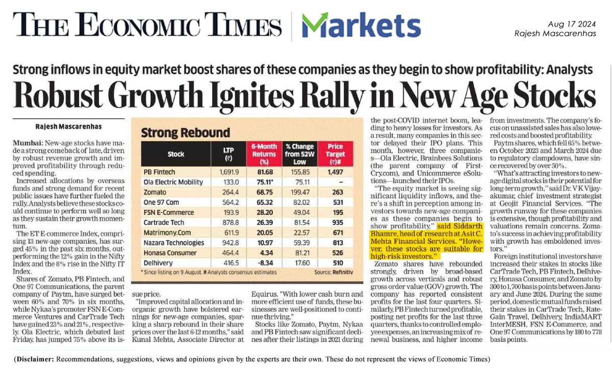 Get_Investmentz's tweet photo. Mr. Siddarth Bhamre, has shared his expert views on the New age stocks.
#MarketAnalysis #ExpertInsight #NewAgeStocks https://t.co/ZrgWoRtl7r