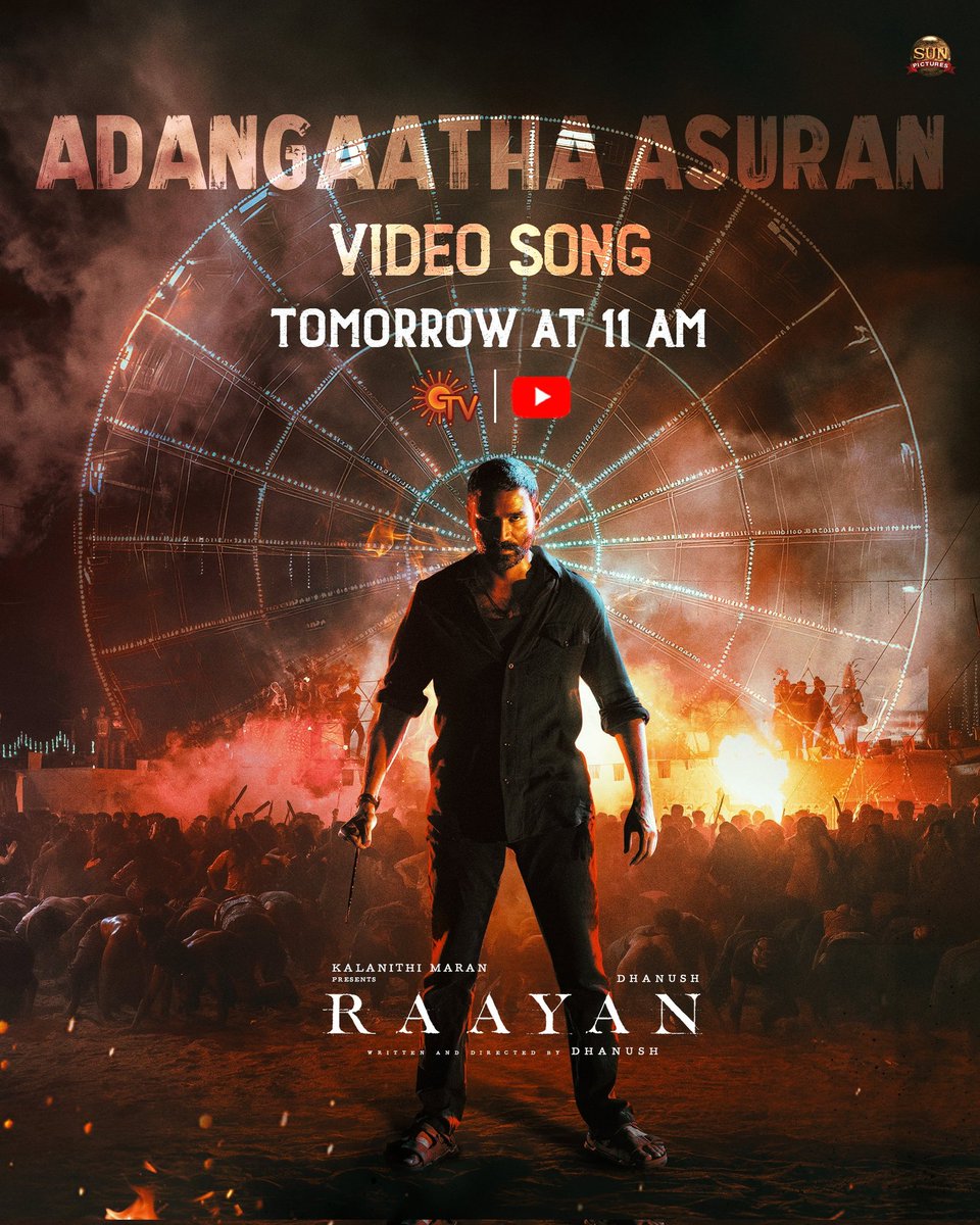 Dhanush_Fc_Kl's tweet photo. #AdangaathaAsuran video song from tomorrow at 11AM 🥳💥

#Raayan 💥 https://t.co/jwcrk7qBSf