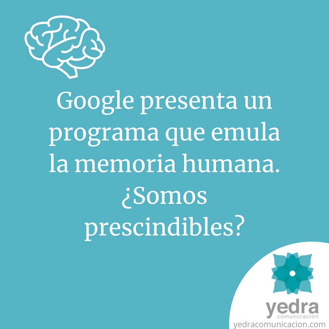 🤨 ¿Sabías que Google trabaja en programas para emular la memoria humana?

A estas alturas, ¿aún crees que somos imprescindibles?

💻 yedracomunicacion.com
#AbrimosMelón #Debate #yedracomunicación 
#MarketingDigital #RedesSociales