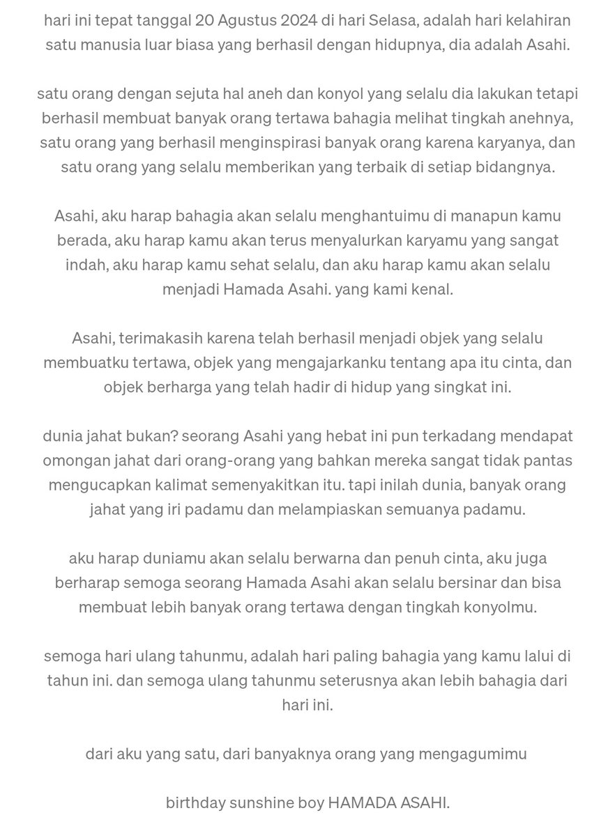 myungbabyes's tweet photo. seberat apapun luka yang kamu tanggung, tolong jangan pernah menyerah. karena banyak sekali pundak yang akan siap menjadi sandaranmu, dan akan ada banyak telinga yang mendengarkan keluh kesahmu. bahagia selalu Hamada Asahi, maaf karena telat di tahun ini.🖤 @treasuremembers https://t.co/PBWeWKpRE5