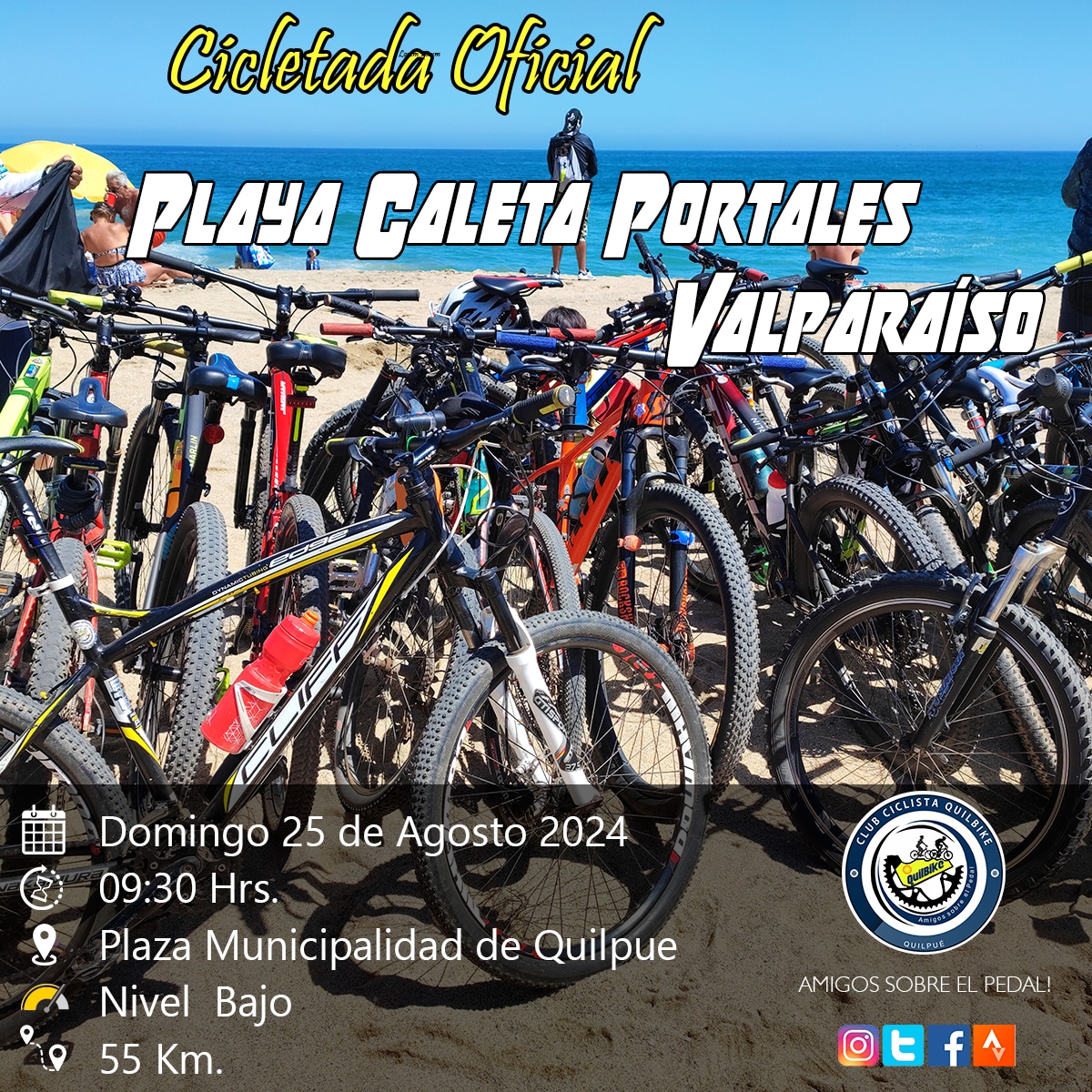 QuilBike's tweet photo. Cicletada oficial Playa Caleta Portales de Valparaíso esté Domingo 25 de agosto 09:30 punto de encuentro plaza municipalidad de Quilpue sector pileta los esperamos https://t.co/O8sd9qOYXa