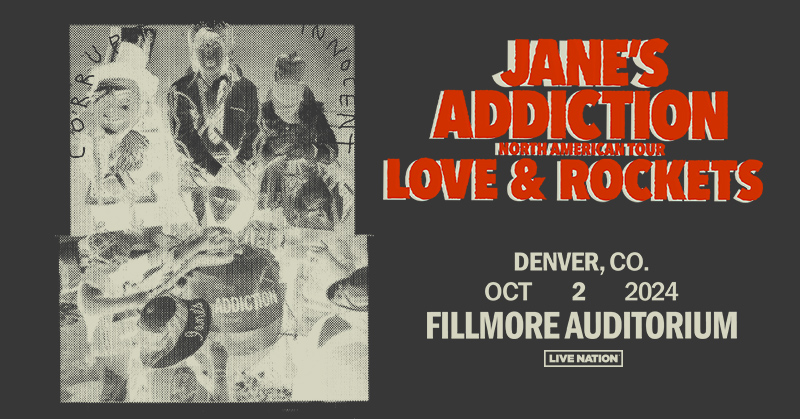 Fillmore Auditorium (@fillmoreden) on Twitter photo JUST ANNOUNCED! 🎸The original members of <a href="/janesaddiction/">Jane's Addiction</a> & Love and Rockets are coming to the Fillmore on 10/2! 🚀 Tickets on sale this Friday, August 23rd at 10am local. Save the date!
🎫 livemu.sc/46Qag4Z JUST ANNOUNCED! 🎸The original members of <a href="/janesaddiction/">Jane's Addiction</a> & Love and Rockets are coming to the Fillmore on 10/2! 🚀 Tickets on sale this Friday, August 23rd at 10am local. Save the date!
🎫 livemu.sc/46Qag4Z