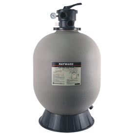 #PoolCue - Sand filters are large tank bodies with a multi-port valve. The filtering medium is typically a bed of coarse silica sand. Silica sand has jagged edges to help trap particulate matter as it passes through the tank body.