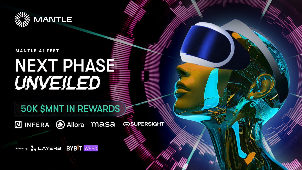 Mantle_Official's tweet photo. 1/2 The next phase of Mantle AI Fest is here, powered by @layer3xyz &amp; @Bybit_Web3, for 50K $MNT in rewards!

https://t.co/nz4RcTnl4q

4 new AI applications have joined CH(AI)N Reaction:

@AlloraNetwork
@getmasafi
@infera_network
@supersightxyz

Complete tasks for $MNT 🦾⚙️ https://t.co/4kWAih1LxX