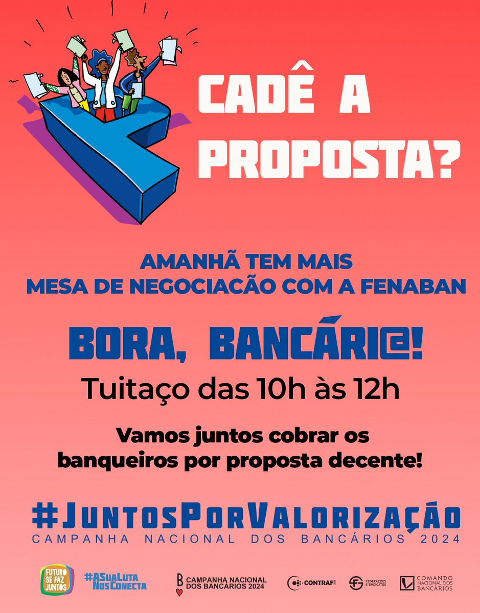 bancariosgru's tweet photo. RETRIBUIÇÃO JÁ! Os lucros astronômicos dos bancos são fruto do trabalho árduo dos bancários. É hora de compensar com aumento real nos salários. Chega de promessas vazias, queremos ações concretas! #JuntosPorValorização https://t.co/nOT7t0mWjH