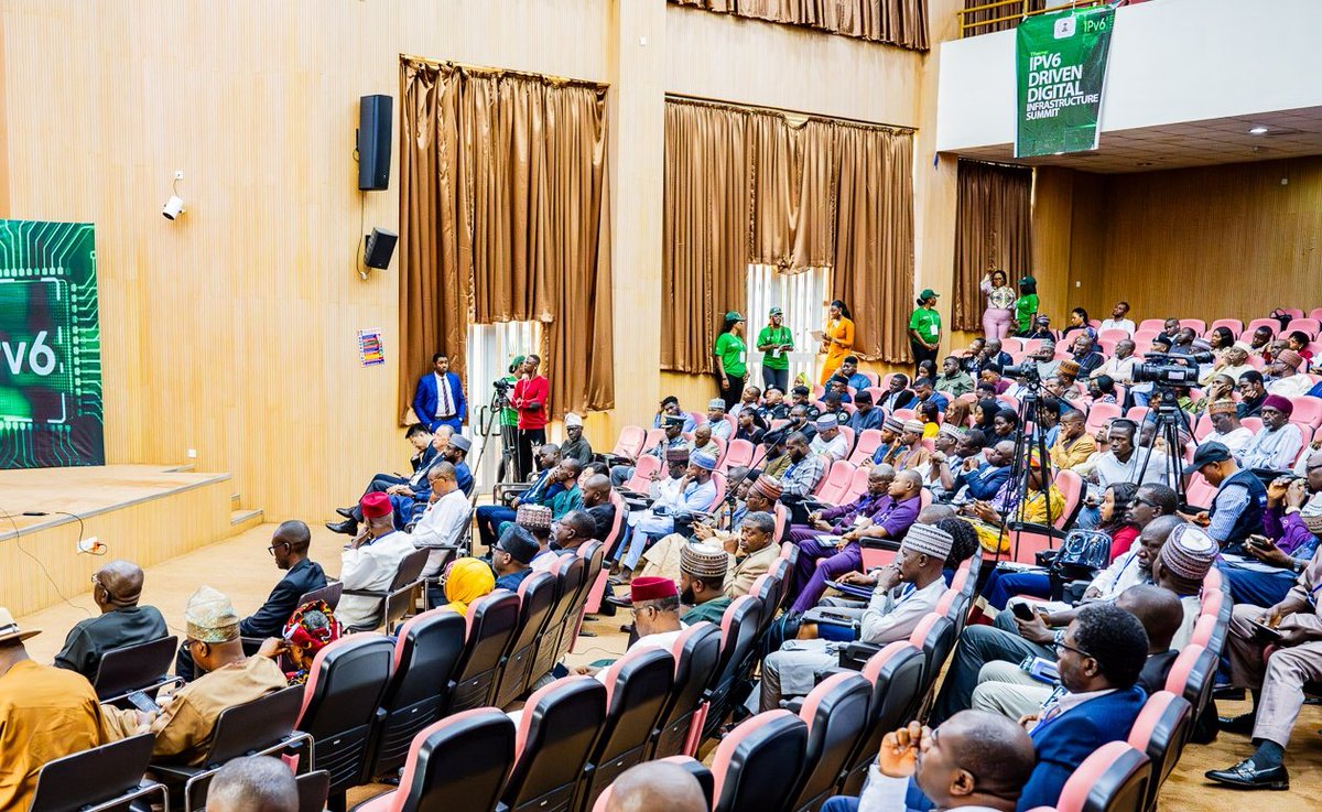 NITDANigeria's tweet photo. The National Information Technology Development Agency (NITDA), in partnership with Huawei, the IPv6 Forum, and the IPv6 Council Nigeria, hosted the IPv6 Driven Digital Summit under the theme "Bringing Net 5.5G Into Reality: Inspiring New Growth." 

The event marked a significant milestone in advancing Nigeria's digital technology, and the importance of transitioning to IPv6 to accommodate future demands of the internet.
