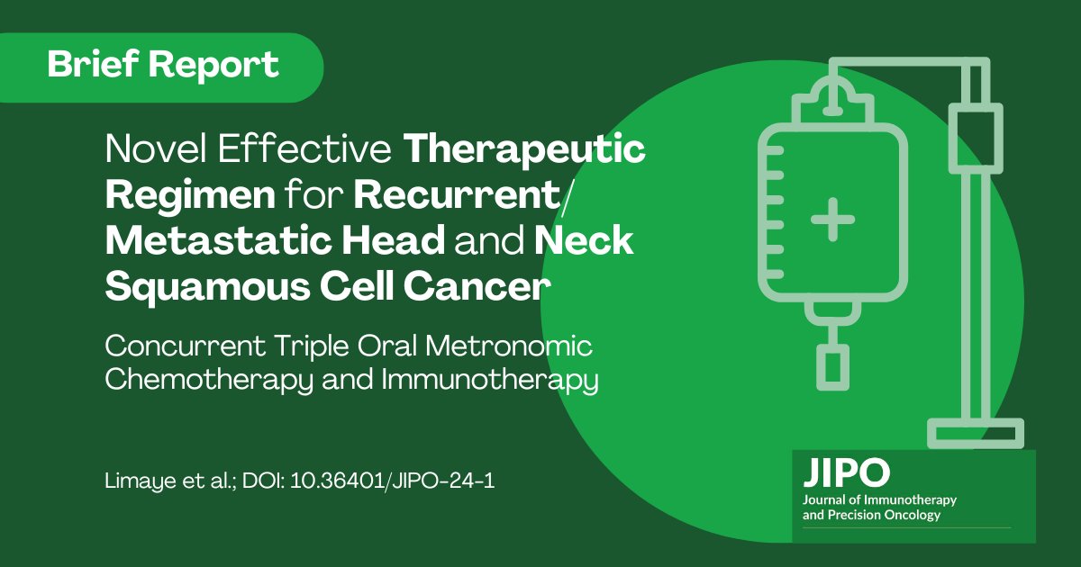 JIPO Editors (@jipoeditors) on Twitter photo Recent brief report by Limaye et al. explores "Novel Effective Therapeutic Regimen for Recurrent/Metastatic Head and Neck Squamous Cell Cancer" doi.org/10.36401/JIPO-…
#immunotherapy #chemotherapy <a href="/s02shambhavi/">Shambhavi Singh</a> <a href="/SewantiLimaye/">Sewanti Limaye 🇮🇳🇺🇸</a> <a href="/InnoJournals/">Innovations Journals</a> <a href="/OncologyNetwork/">Innovative Oncology Network</a> Recent brief report by Limaye et al. explores "Novel Effective Therapeutic Regimen for Recurrent/Metastatic Head and Neck Squamous Cell Cancer" doi.org/10.36401/JIPO-…
#immunotherapy #chemotherapy <a href="/s02shambhavi/">Shambhavi Singh</a> <a href="/SewantiLimaye/">Sewanti Limaye 🇮🇳🇺🇸</a> <a href="/InnoJournals/">Innovations Journals</a> <a href="/OncologyNetwork/">Innovative Oncology Network</a>