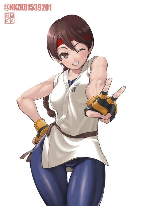 ユリっちのブイっ!#女の子のピースを見せ合うタグ#格ゲーキャラ描こうぜ 