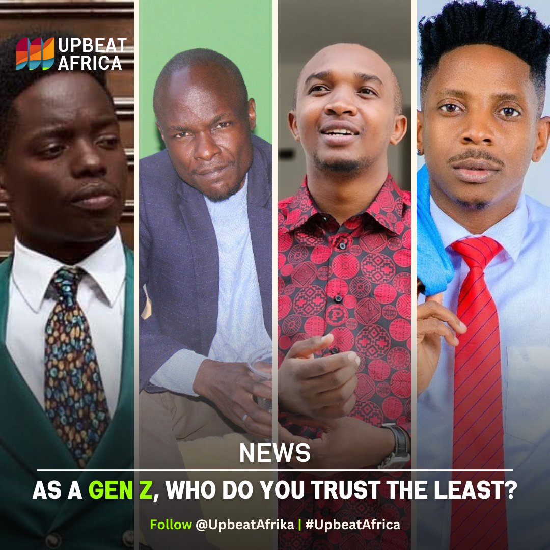 NairobiUpbeatHQ's tweet photo. #UpbeatPoll: As a Gen Z, who do you trust the least?
1. Kasmuel McOure
2. DON SANTO
3. Morara Kebaso
4. Eric Omondi
Vote Below👇
#NairobiUpbeat #UpbeatAfrica #FreeWanjigi https://t.co/Z69zCCv1cJ